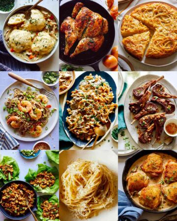 我们最好的简单晚餐食谱拼贴。